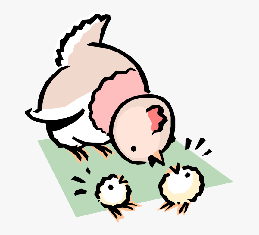 Vector Illustration Of Cartoon Mother Chicken With - Mis Pollitos, HD Png Download