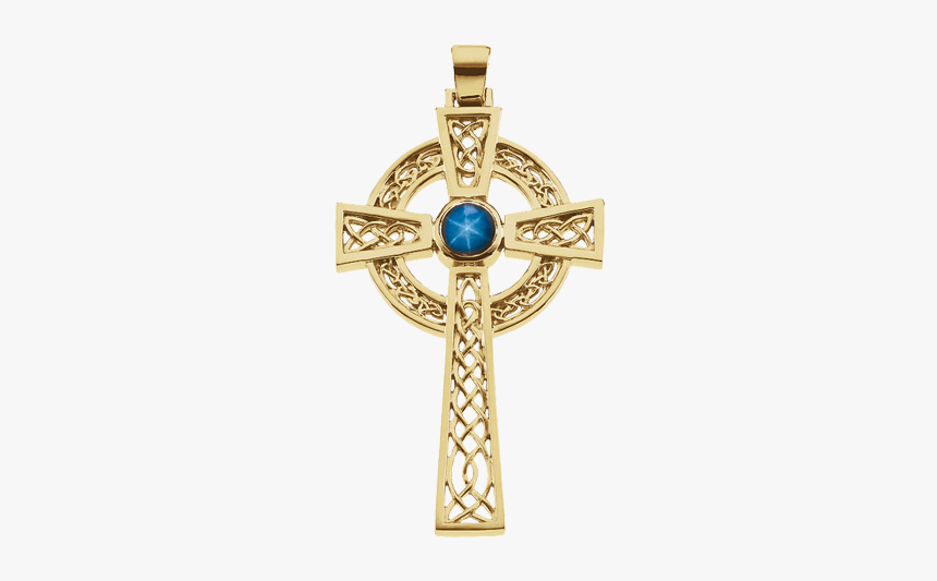 Celtic Star Sapphire Cross Pendant - Cross, HD Png Download