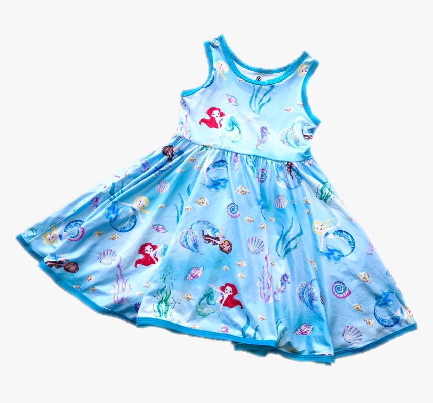 Mermaid Disney Princess Hugs Girls Dress - Pattern, HD Png Download