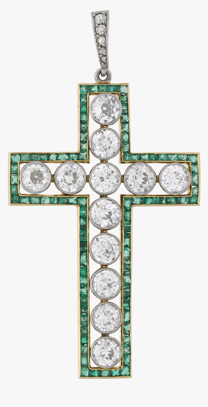 Diamond And Emerald Cross Pendant,, HD Png Download