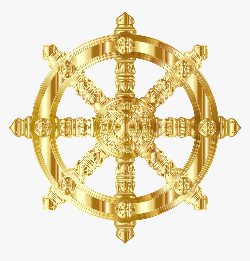 Transparent Decorative Cross Png - Dharma Chakra Gold Png, Png Download