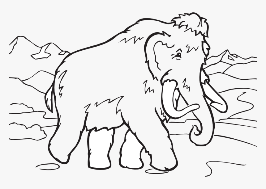 Indian Clipart Free For Coloring Book Image Transparent - Imagenes De Mamuts Para Dibujar, HD Png Download