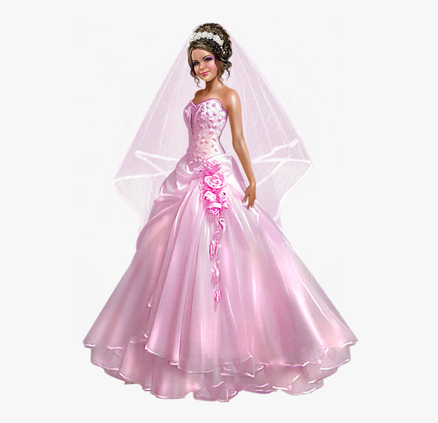 ♥ Mariage, Mariée Png, Robe Rose ♥ Bride Drawing Png - Debutante Wearing Dress Clipart, Transparent Png