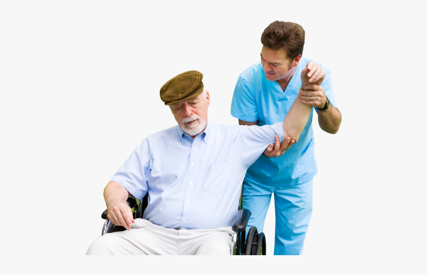 An Old Man And A Nurse Having A Physical Therapy - Elderly Physical Care, HD Png Download