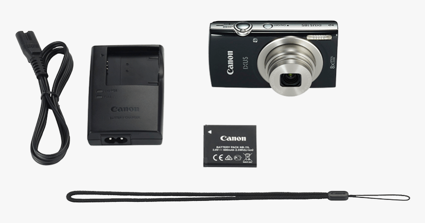 Canon Ixus 185 Black Camera - Canon Ixus 185 Charger, HD Png Download