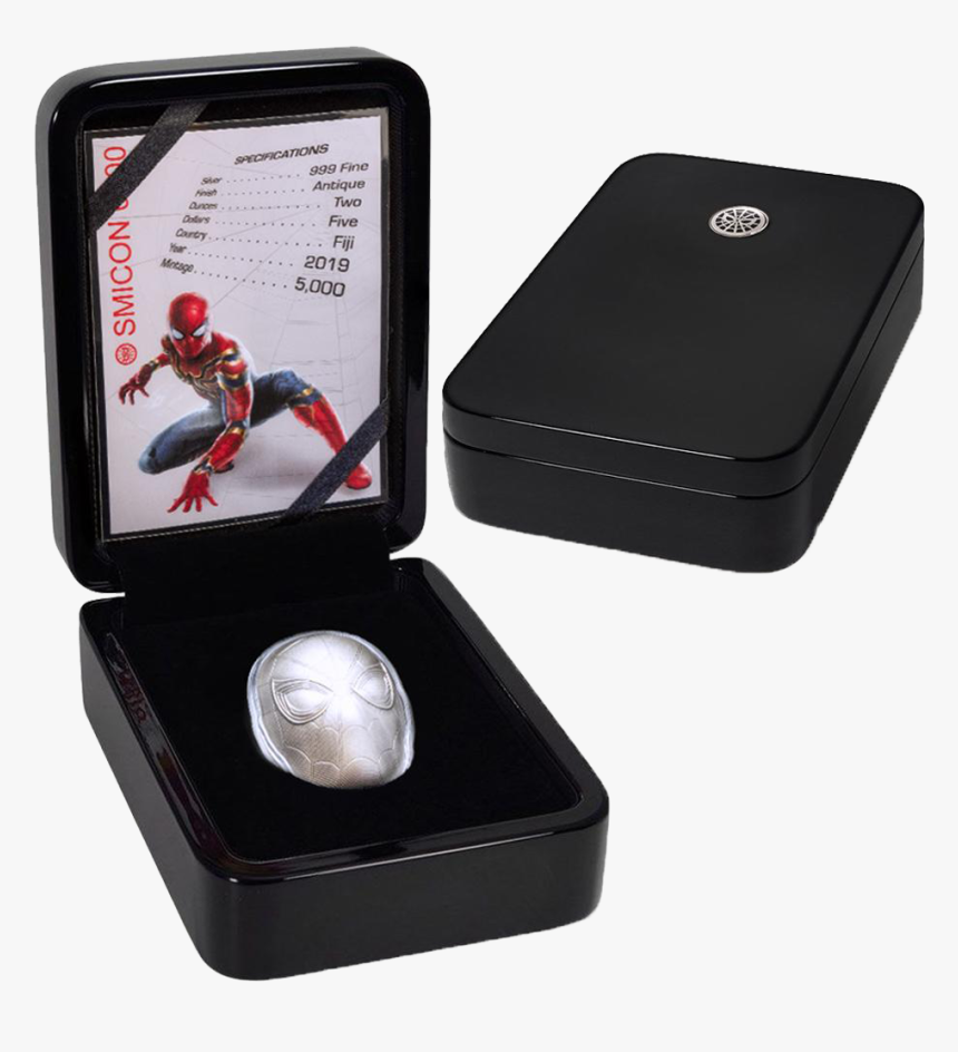Spider Man Mask Marvel 2 Oz Silver Coin 5$ Fiji - Box, HD Png Download