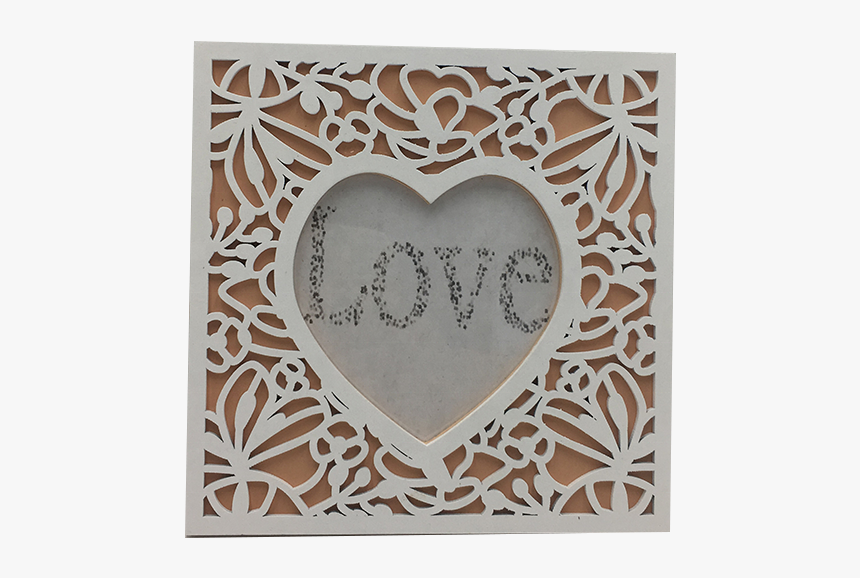 Heart Shape Designs Hollow Carved Wooden Photo Frame - Heart, HD Png Download