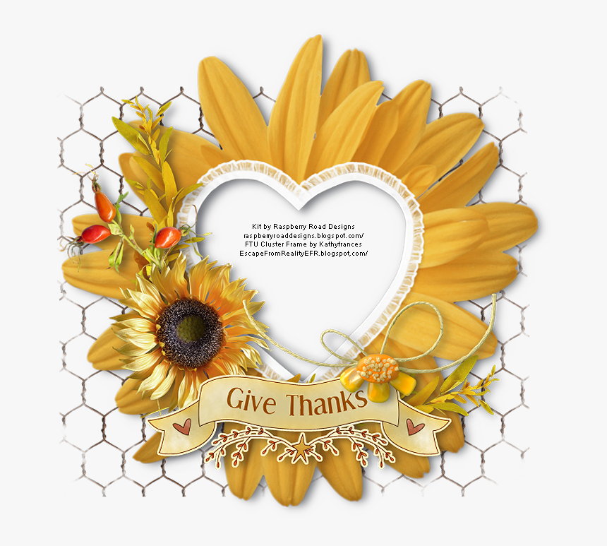 Png Sunflower Heart Frame, Transparent Png