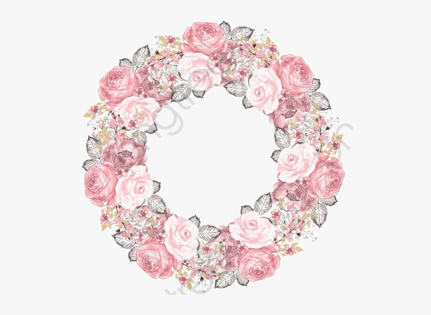 Ink Flowers Flower Border - Round Flowers Pink Png, Transparent Png