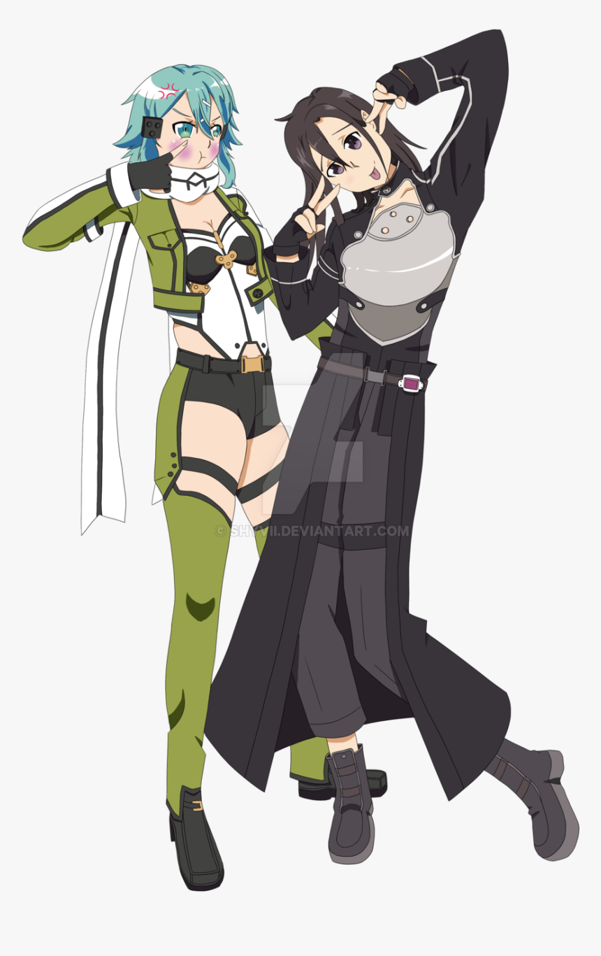 Sinon X Kirito By Shyvii On Deviantart - Sword Art Online Hollow Fragment Kirito, HD Png Download