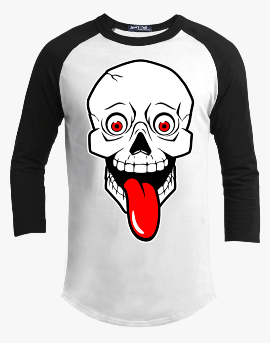 Red Tongue Skull 3/4 Long Sleeve T-shirt - T-shirt, HD Png Download