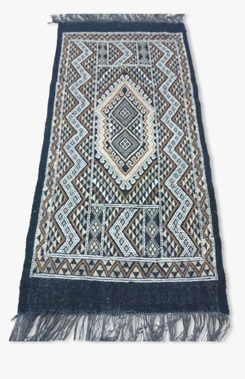 Berber Carpet Handmade In Pure Wool Black 71 X 138 - Carpet, HD Png Download
