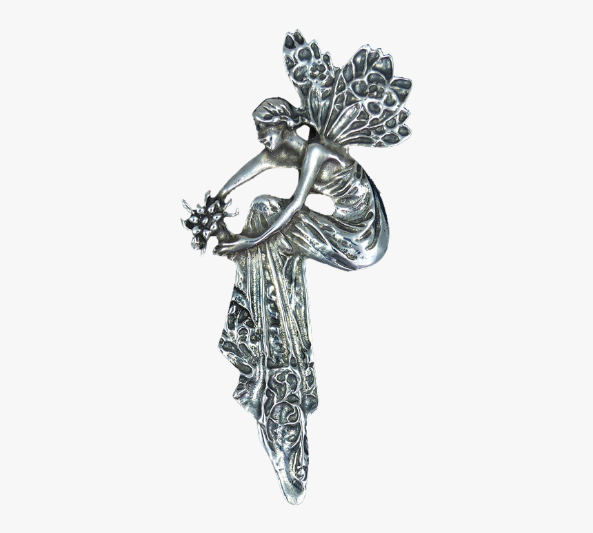 Clip Art Freeuse Library Pin Art Nouveau Style - Art Nouveau Fairy Brooch Sterling, HD Png Download
