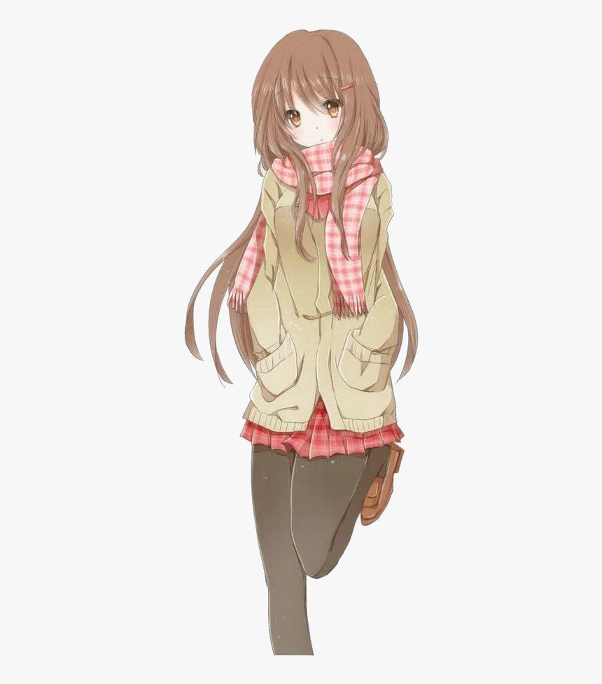Anime Girl Brown Hair, HD Png Download
