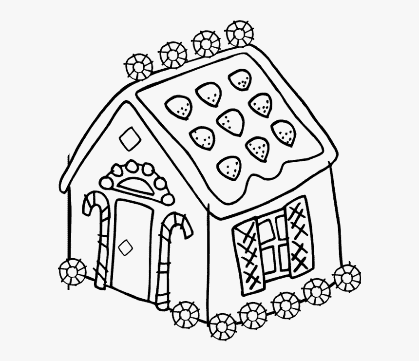 Gingerbread Village Clipart Colouring, HD Png Download