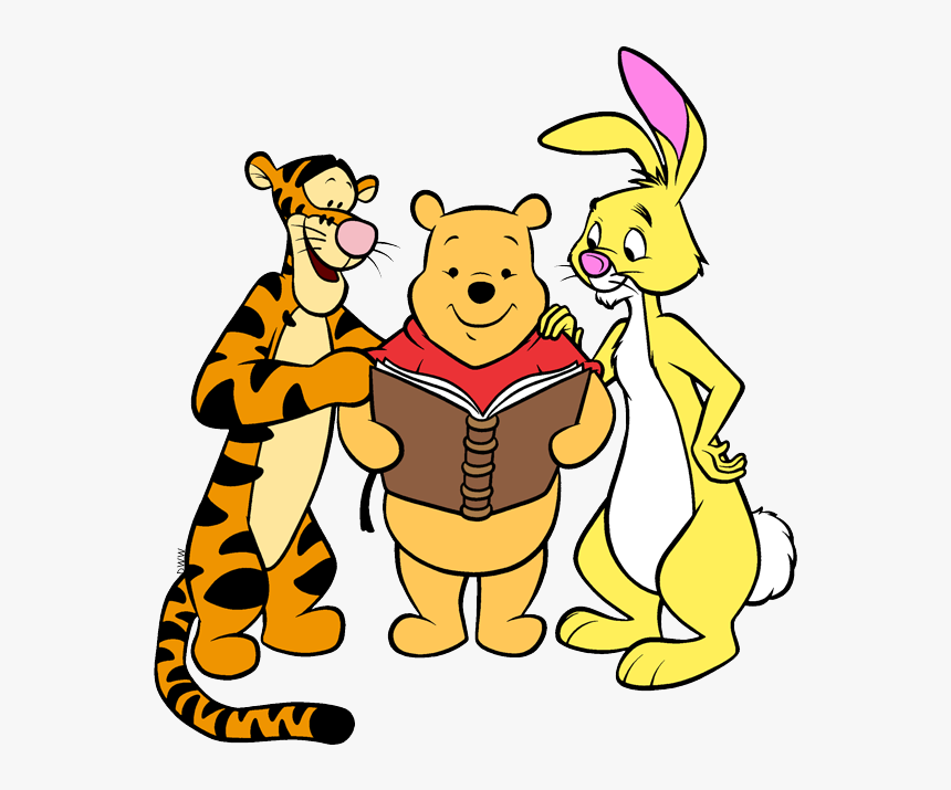 Clip Art Mixed Group Clip Art - Winnie The Pooh Reading Book, HD Png Download