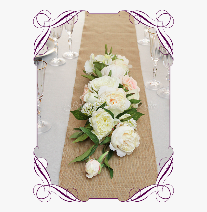 Silk Faux Flowers Table Centrepiece And Sign Or Arbor - Cake With Mauve Flowers, HD Png Download