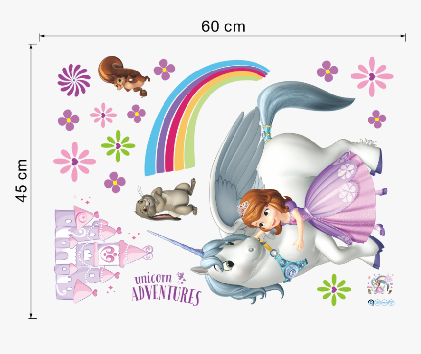 Princess Elsa Rainbow Castle Wildebeest Wall Stickers - Wall Decal, HD Png Download