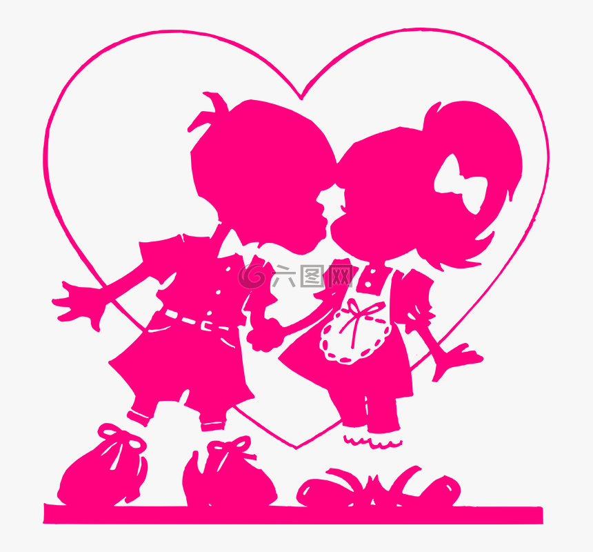 心,吻,情人节 - Pink Valentine Hearts Clip Art, HD Png Download