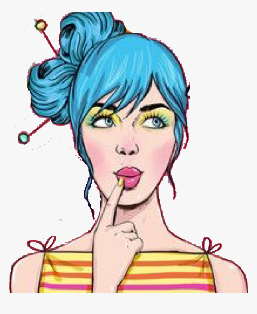 #woman #popart #women #freetoedit - Lip Filler Cartoon, HD Png Download