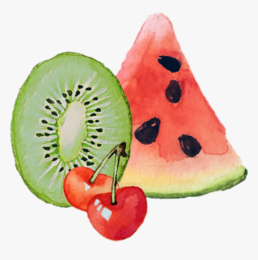 #fruits #fruit #kiwi #watermelon #cherries @cherry - Watermelon, HD Png Download
