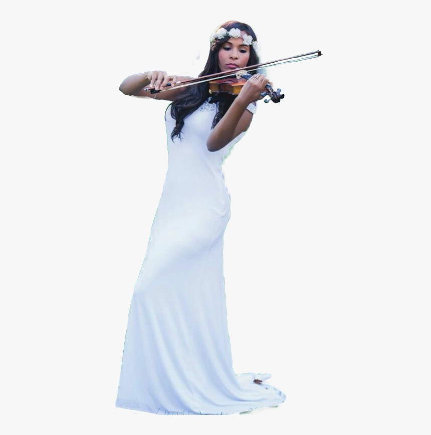 #girl #dress #white #violin #alone #feeling - White Dress Violin Woman, HD Png Download