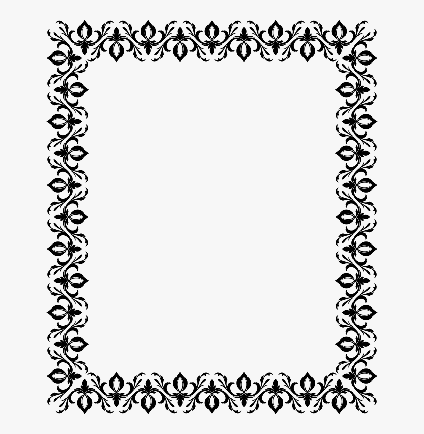Floral Frame - Clip Art Border Black And White, HD Png Download