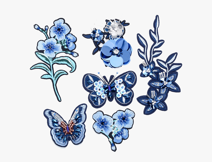 Beading Blue Sweater Embroidered Flowers Sequins Diamond - Holly Blue, HD Png Download