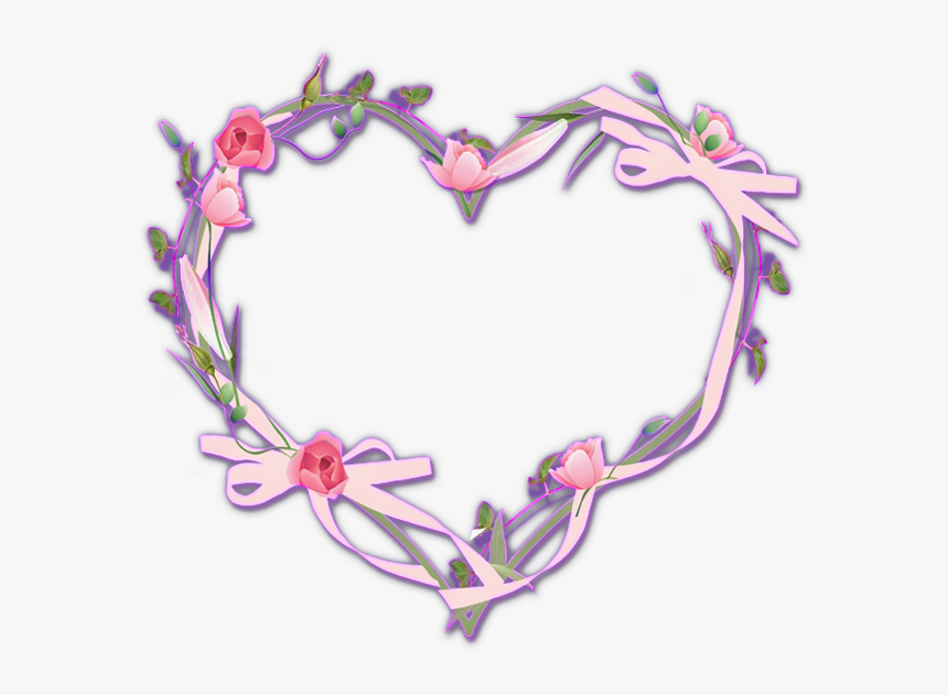 #love #heart #rose #ribbon #wreath #neon #leaf #glitter - Heart, HD Png Download