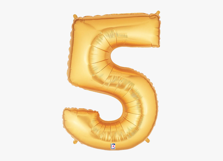 Gold Number 5 Foil Balloon Numbers - 50 Mylar Balloon, HD Png Download