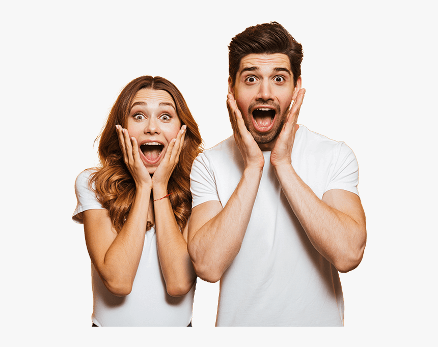 Portrait Of Cheerful People Man And Woman In Basic, HD Png Download