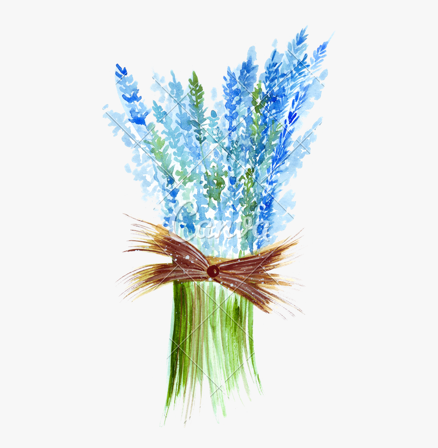 Lavender Drawing Watercolor - Blue Flower Bunch Free Clipart, HD Png Download