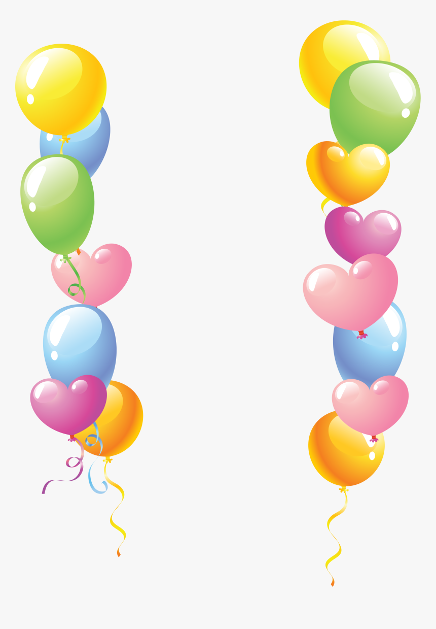 Download Color Heart Balloon - Transparent Balloon Border Png, Png Download