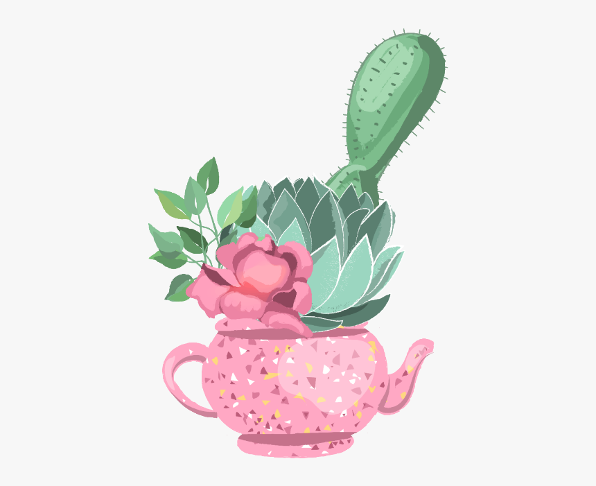 #flower #flowers #cactus #watercolor #pinkwatercolor - Teacup, HD Png Download