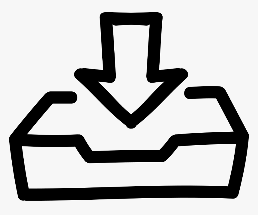 Inbox Hand Drawn Tray With Arrow - Icono De Bandeja De Entrada, HD Png Download