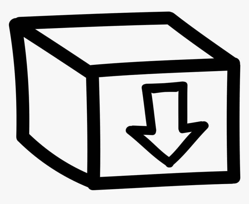 Box With An Arrow Sign Pointing Down Hand Drawn Symbol - Cajas Con Flecha Png, Transparent Png