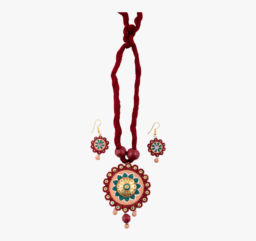 Maroon Flower Pattern Necklace With Adjustable Thread - Jewelry Making, HD Png Download
