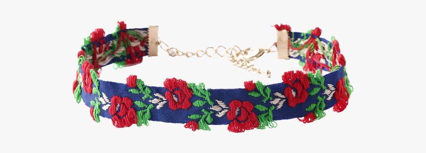 Adjustable Flower Embroidered Choker Necklace - Garden Roses, HD Png Download