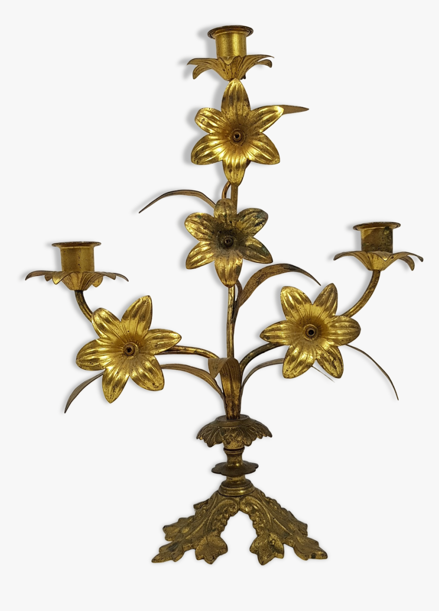Candlestick Church In Bronze Gold Flower Pattern Floral - Brass, HD Png Download