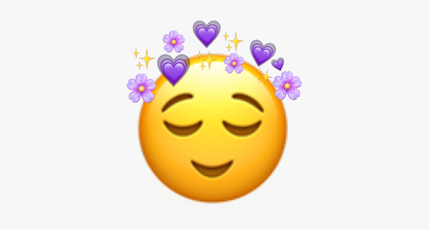 #relax #emoji #emojiiphone #yellow #flower #purple - Smiley, HD Png Download
