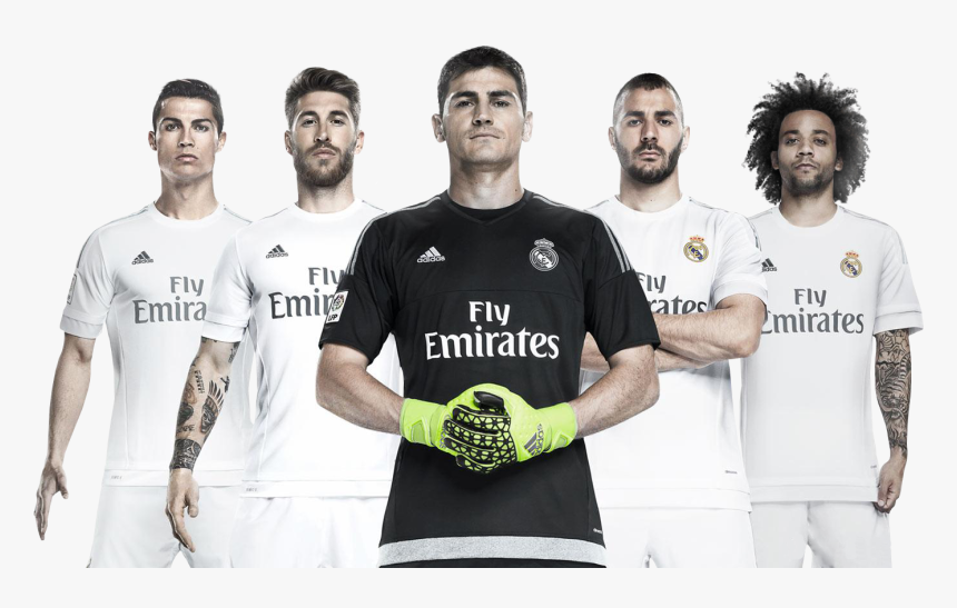Cristiano Ronaldo, Sergio Ramos, Iker Casillas, Karim - Real Madrid Adidas Kit 2015, HD Png Download