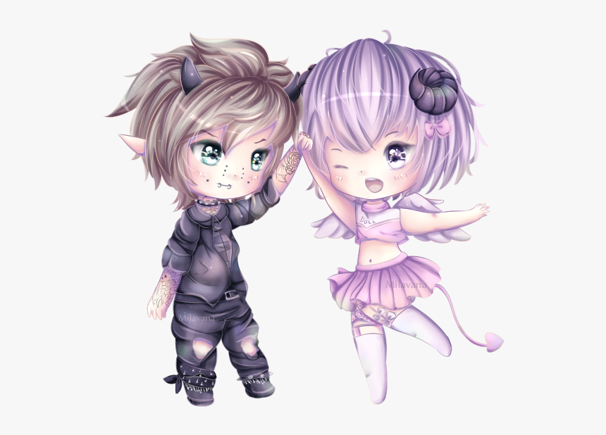 Recent Couple Chibi Commission <3 - Cartoon, HD Png Download