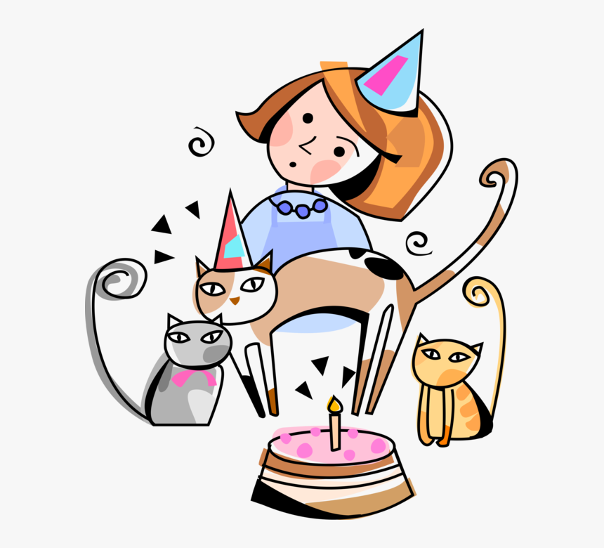 Vector Illustration Of Birthday Girl Celebrates Birthday - Cartoon, HD Png Download