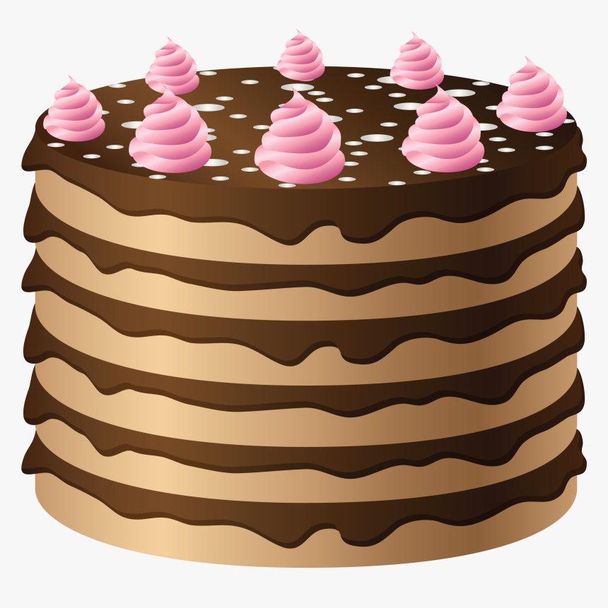 Chocolate Cake With Pink Cream Png Clipart - Chocolate Cake Clip Art, Transparent Png