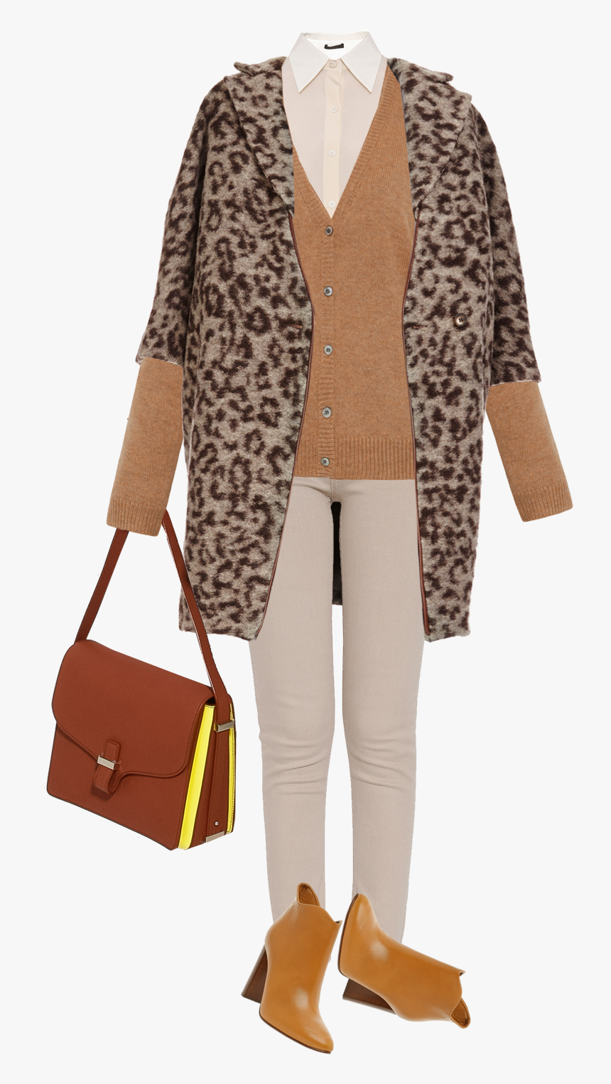 Model Wearing Thakoon Addition Leopard Printed Leather - Shoulder Bag, HD Png Download