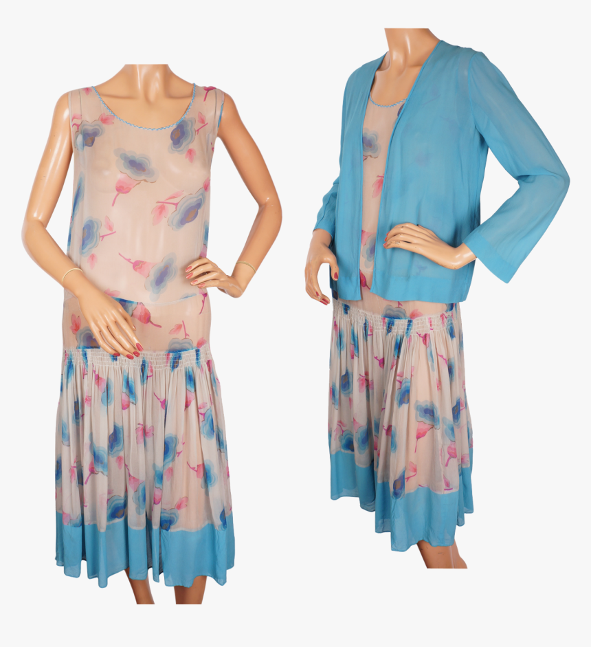 Silk Chiffon Dress Vintage 1920s Dress, HD Png Download