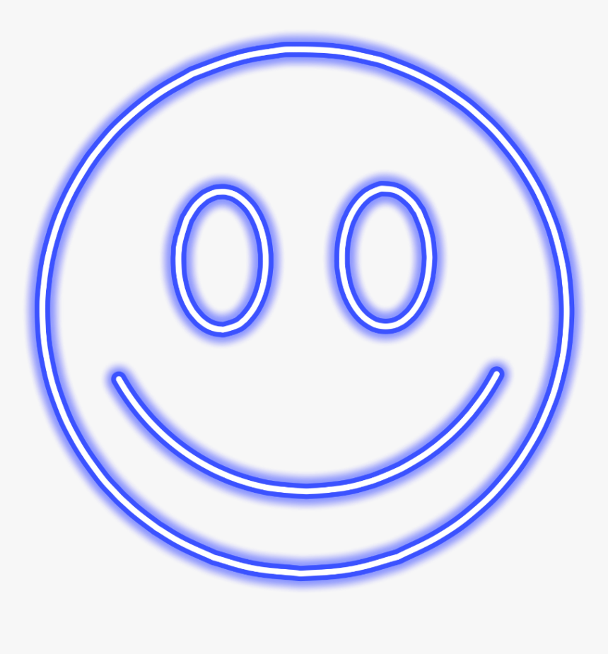 #emoji #smile #neon #blue #sticker #freetoedit #mimi - Circle, HD Png Download