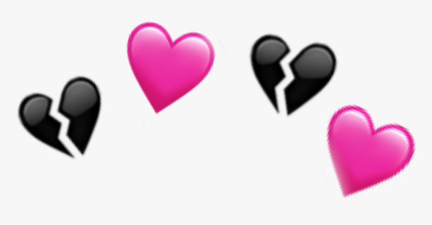 #crown #heartcrown #black #blackheart #pinkheart #pink - Heart, HD Png Download