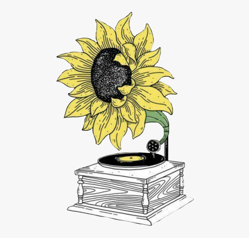 Sunflower Record Player Sticker, HD Png Download