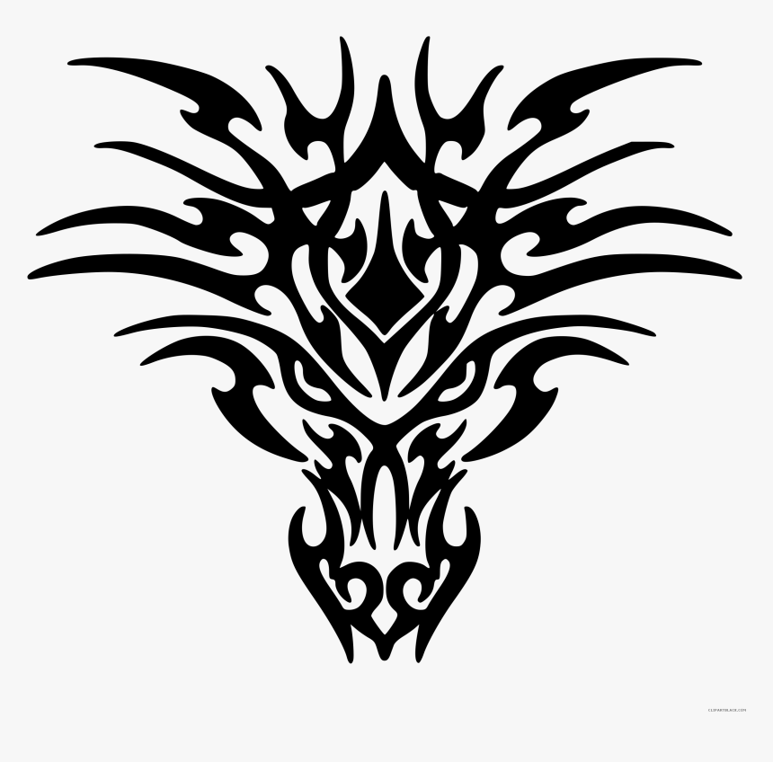 Dragon Tattoo Animal Free Black White Clipart Images - Tattoo Png, Transparent Png